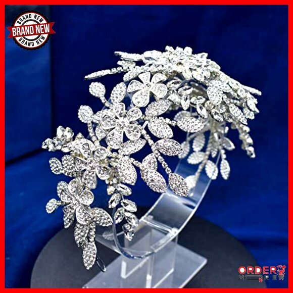 Vintage Rhinestone Bridal Headband with Alloy Leaf, 12.59 Inches main image 6